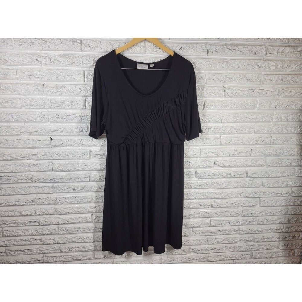 Avenue Womens 18/20 Plus Size Dress Black Sheath Short Sleeve Stretch BLA97E